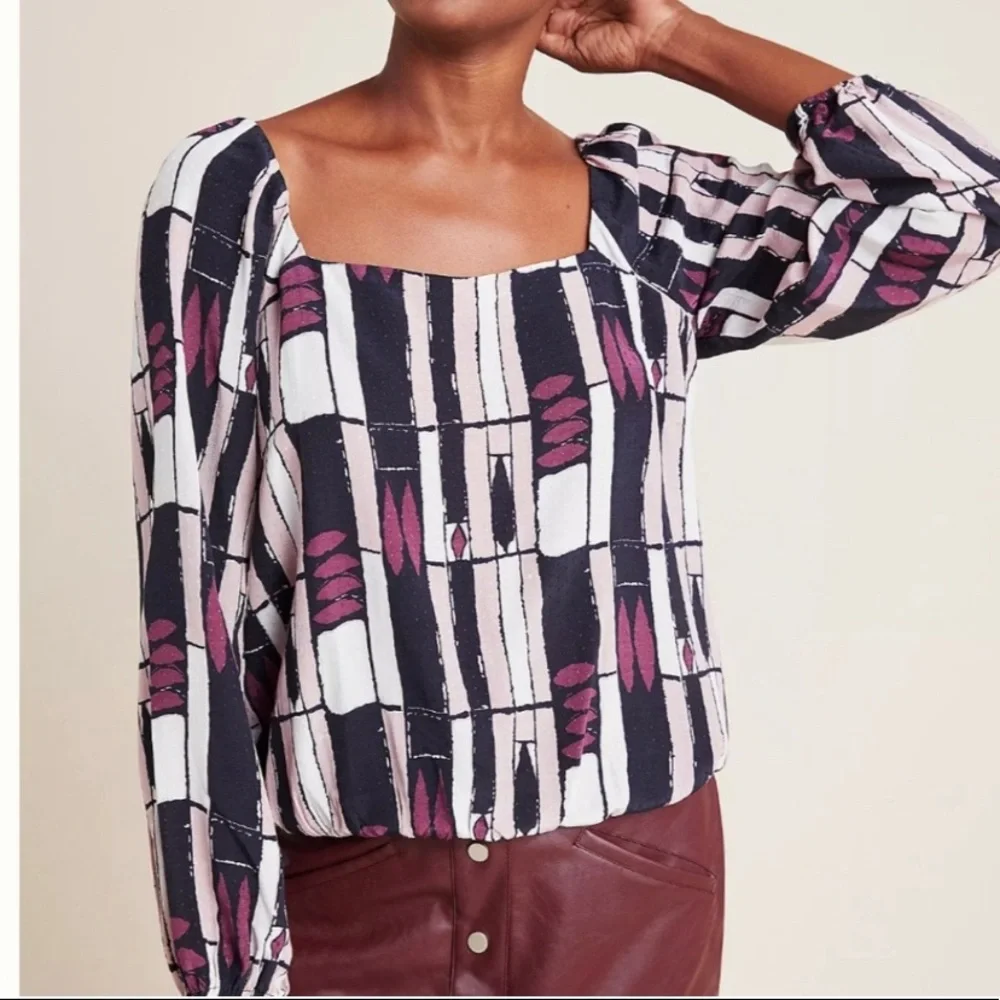 Anthropologie The Odells abstract print elastic waist women’s Size Small